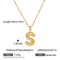 Balloon letter S pendant necklace in gold finish made of waterproof stainless steel - Letter S