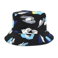 Cappello a secchiello reversibile con stampa astratta blu e gialla, protezione solare donna - M (56-58cm) / Nero