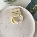 Lucky four leaf clover spiral hair ties in cream white and light yellow colors - Two-tone Yellow Single Thick