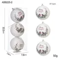 Lot de 3 boules de Noël blanches pailletées avec rouge-gorge et Merry Kiss Me - Boule en Mousse à Deux Oiseaux/3 Pièces