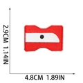 Size detail for school bus embroidered patch measuring 4.8cm by 2.9cm with red and white colors - Red Black Geometric Style (X30QC-075-03)