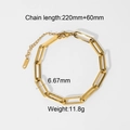 Bracelet chaîne trombone en acier inoxydable plaqué or 18 carats avec fermoir homard - Acier Inoxydable Plaqué Or 18K / Set de 3 Pièces Or