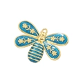 Ciondolo libellula dorato con smalto blu e motivi floreali per la creazione di gioielli - Blu