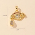 Golden Evil Eye pendant with purple crystals and pear-shaped droplet 2.6cm - Gold Evil Eye Teardrop Crystal Pendant (23-3)