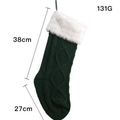 Calza natalizia in maglia verde con bordo in pelliccia e dimensioni di 38cm - Calza in maglia di peluche / Verde