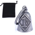 Vintage stainless steel guardian motorcycle bell with 1% ER logo and black velvet pouch - Vintage Silver (With Velvet Bag)