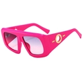 Gafas de sol cuadradas en color fucsia con montura gruesa y detalle dorado en patillas - Montura Rosa Lentes Rosa Gris