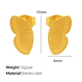 French vintage 18k gold plated stainless steel butterfly stud earrings in gold finish - Butterfly Wing EH241 / Gold