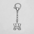 Polished silver bubble letter M keychain with lobster clasp for bag accessories - Letter M