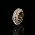 Luxury gold hip-hop rotating ring featuring five rows of pavé-set round cubic zirconia - Gold