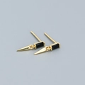 Boucles d'oreilles en argent 925 avec pierre noire et pendentif pique doré - Doré (Pierre Noire)