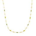 Golden titanium steel necklace featuring green enamel rhombus charms in vintage style - Gold Green