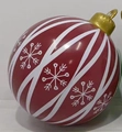 60cm red inflatable Christmas ball with white snowflakes and golden top hook ornament - New Red Diagonal Stripes