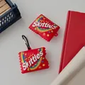 Red Skittles candy design silicone case for AirPods with black metal carabiner hook - Skittles + Carabiners / AirPods 1/2 Gen