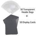 50 sets of black cardboard display cards with transparent header bags for jewelry packaging - 6x9cm Keychain Black Card Set (50Pcs)