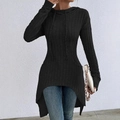 Détail de la texture en maille côtelée noire sur le sweat à capuche asymétrique à cordon - S / Noir