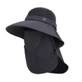 Dunkelgrauer Outdoor-Sonnenhut mit breiter Krempe, Gesichtsmaske und Nackenschutz - Grau