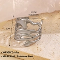 Irregular liquid silver minimalist open ring in 18K gold plated stainless steel - Liquid Metal Flow Style / Steel