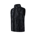 Men's black fleece stand collar vest with vertical stripes and silver metal zipper - S / Tops / Black