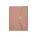 Détail de la couverture de carnet en cuir litchi rose avec fermoir en métal doré carré - 32K / Rose