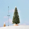 7cm mini pine Christmas tree with fake snow and wooden base for DIY decor - 7cm / Dark Green