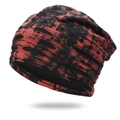 Rood-zwarte tie-dye distressed muts met ademende gaten en een zachte binnenvoering van katoen - Bordeauxrood