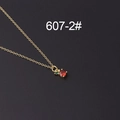 Minimalist gold necklace featuring a red round zircon cherry pendant with green leaf charm - Red Green Simple Round Diamond Style (607-2#)