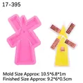 Pink silicone windmill mold for DIY cake decoration and chocolate fondant crafts - No.2 3D Windmill / Pink