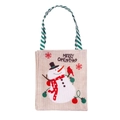 Weihnachts-Geschenkbeutel aus Leinen mit Schneemann-Motiv und Merry Christmas Aufdruck - Schneemann-Geschenktüte