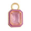 Pink octagonal gemstone pendant with purple enamel trim and gold-plated bail - M601340-Lavender