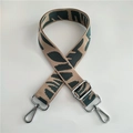 Adjustable khaki canvas strap with green abstract pattern and silver metal hooks - Dark Green Silver Buckle