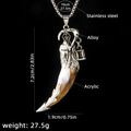 Gothic grim reaper necklace with acrylic wolf tooth pendant and stainless steel chain - Wolf Tooth No.39 + 70cm Steel Chain