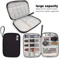 Borsa organizer nera con asole elastiche per cinturini Apple Watch e cavi dati - Nero (con maniglia, senza tasca a rete)