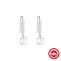 Elegant S925 sterling silver drop earrings with round brilliant-cut cubic zirconia crystals - Round Drop Earring