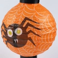 Orange Halloween paper lantern featuring a black spider and white web design - Yellow Spider Glowing Lantern