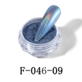 Holographic dark blue nail glitter powder with rainbow finish in a round jar, shade F-046-09 - F-046-09 Laser Mirror Powder Blue