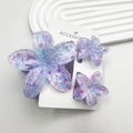 Three-piece set of purple and blue floral frangipani hair claw clips with gradient finish - Purple Dots From Ink Splattering (including Card)