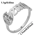 Adjustable 304 stainless steel ring featuring BABY letter design with 1.7cm diameter - Gemini / Silver