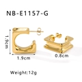 Detailed view of hollow geometric gold hoop earrings with dimensions 1.9cm and 12g weight - 18K Gold / Gold (NB-E1157-G)