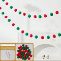 DIY Christmas garland kit with 3cm red and green felt balls and hanging string set - 3cm Pom Poms 36Pcs + String & Needle Set / Red+Green