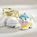 Cute white puppy keychain variant with blue goggles, yellow scarf, and white bell charm - Cute Dog - White
