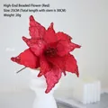 Red 25cm artificial Christmas poinsettia flower with glitter sequins for tree decoration - 25cm / Red