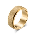 Golden frosted stainless steel spinner ring with sandblasted texture finish - Size 7 / Gold