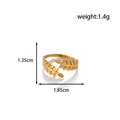 Golden stainless steel adjustable leaf ring featuring a textured nature-inspired design - Leaf Texture (MN377-Gold)