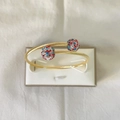 Bracelet spirale en acier inoxydable doré 18k avec boules de diamants colorés - Or/Couleur Mixte