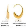 Golden 14K gold-plated stainless steel triple-layer hollow C-shaped hoop earrings - Teardrop Earrings (JDE0305042)