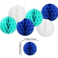 Blue and white 15cm honeycomb paper balls hanging party decorations for boys' birthday events - Royal Blue Lake Blue and White Honeycomb Balls