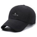 Black quick-dry baseball cap with R SPORTS metal logo for outdoor sun protection - Adjustable / Black
