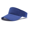Detail view of royal blue open top sun visor hat with textured twill fabric and stitching - Royal Blue