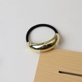 Minimalist elastic hair tie featuring a polished gold-finish metallic arc ornament - 1# Single-layer Arc Gold